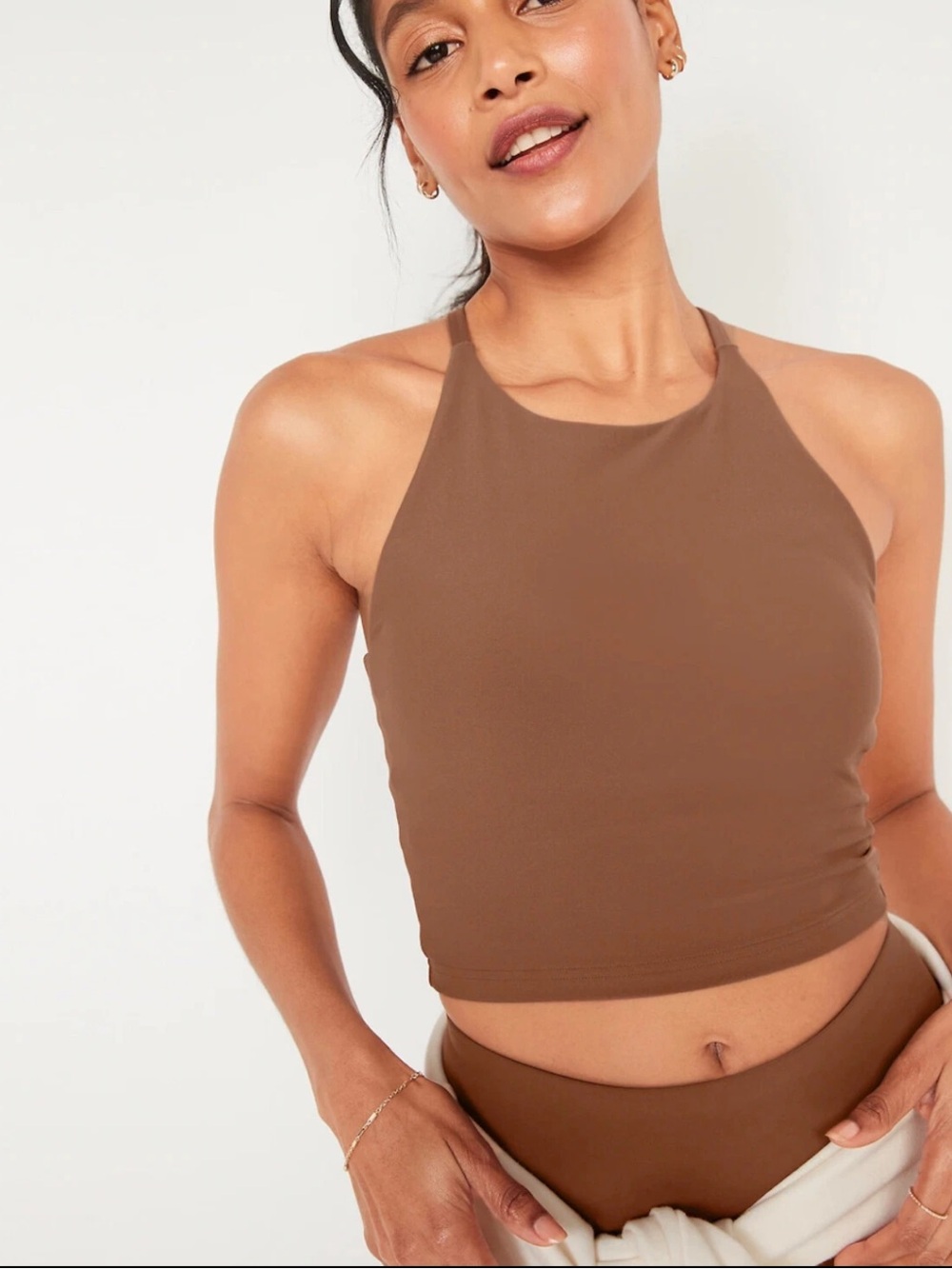 Old Navy Brown Active Powersoft Light Support Built In Bra Size XL